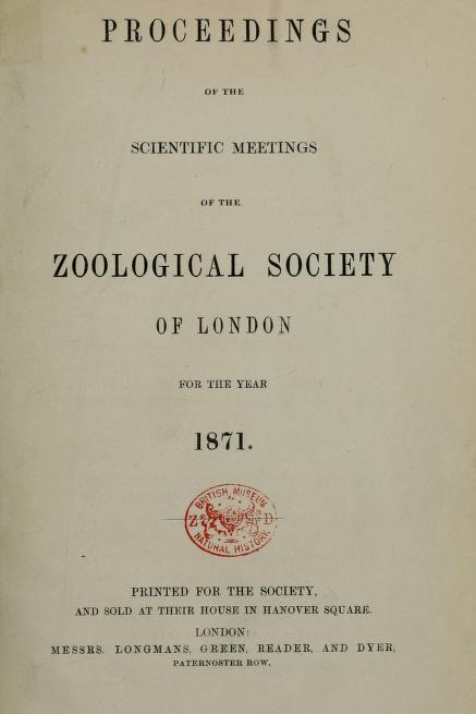 Media type: text; Cox 1871 Description: Proceedings of the Zoological Society of London, 1871;