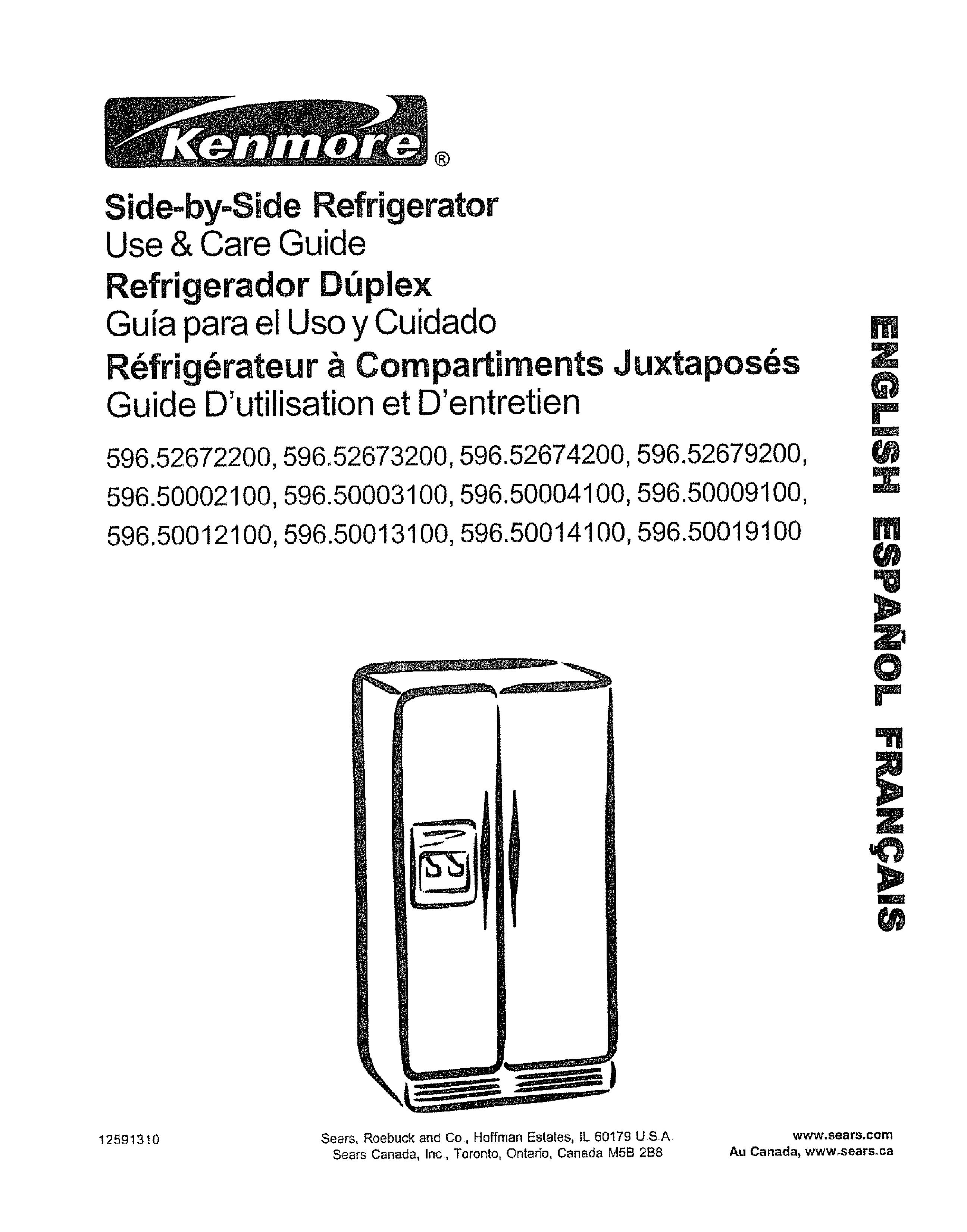 Elemental emoción Puno Kenmore 596.50019100 Refrigerator User Manual : Kenmore : Free Download,  Borrow, and Streaming : Internet Archive